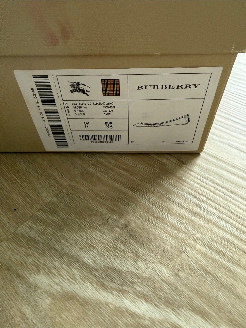 Burberry Nova Check Wool Ballet Slipper Flats, Size 38 - Picture 2 of 6